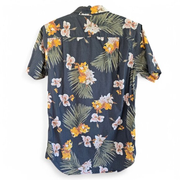 Modern Amusement Mens Hawaiian Floral Button-Up Shirt Short Sleeve Navy S - Picture 2 of 9